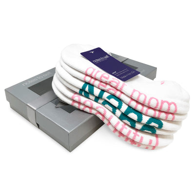 nana sock gift set 3 pair socks with positive messages in silver gift box