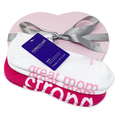 sock gift for women i am a great mom socks i am strong socks in pink heart box