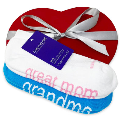i love grandma i am a great mom sock gift in red heart box