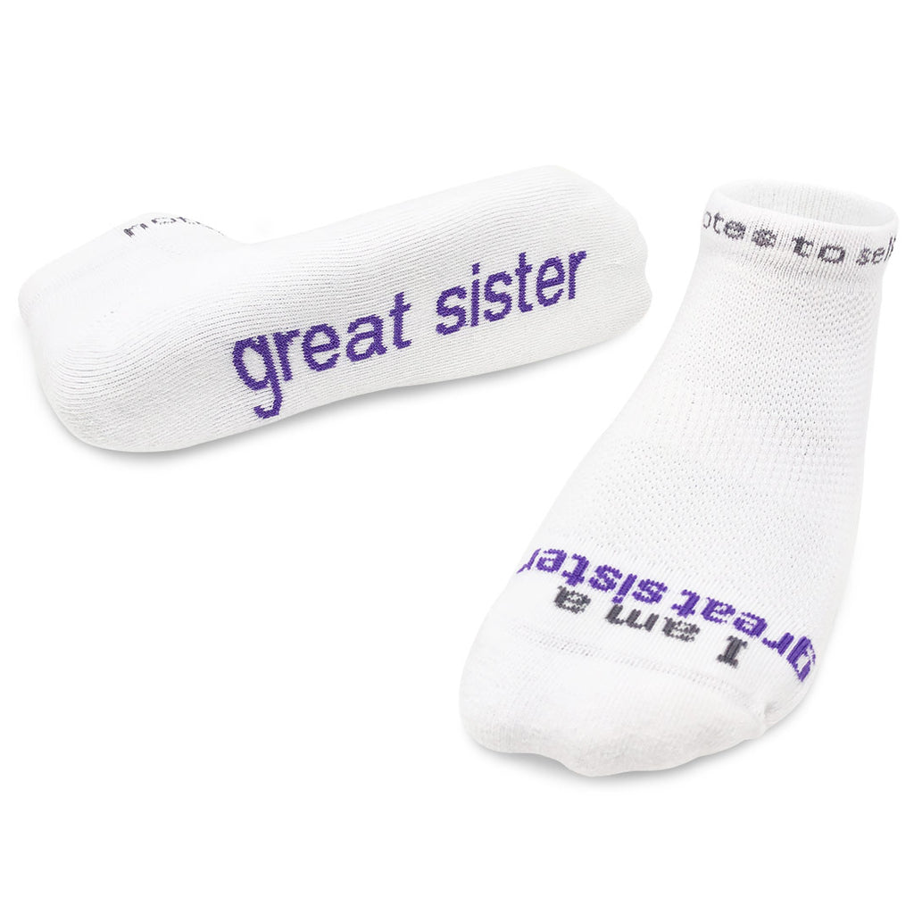 I am a great sister socks | women's and girls' white low-cut