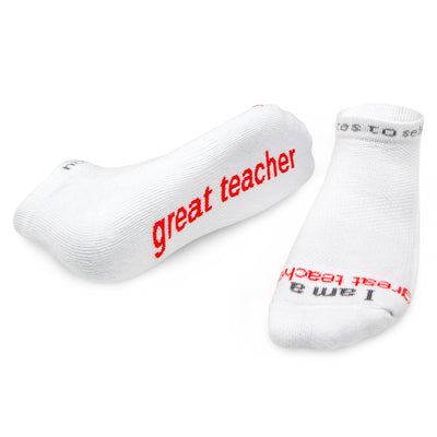 i am a great teacher socks with positive message