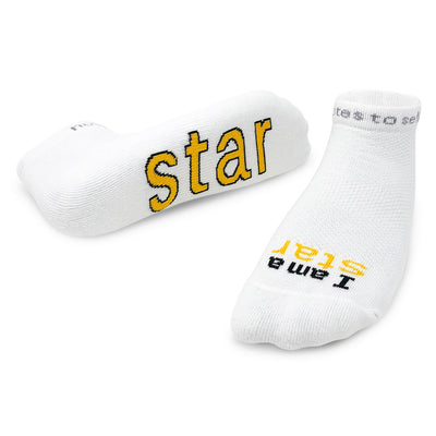 i am a star white socks with positive affirmation