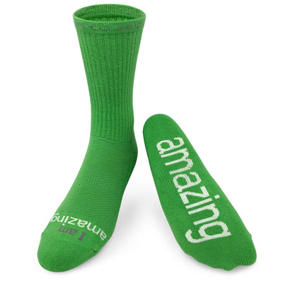 i am amazing green crew socks