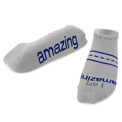 i am amazing grey socks lite notes slim low cut