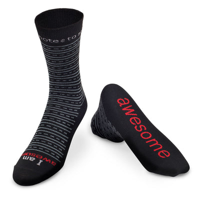 i am awesome black and red dress socks with inspirational message