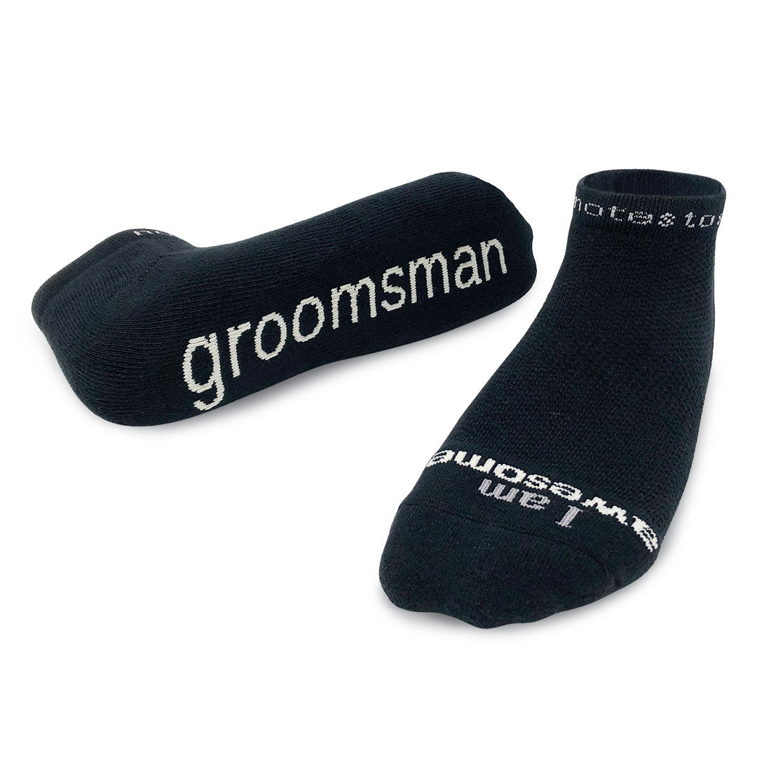 'I am awesome groomsman' socks black lowcut notes to self® notes to self® socks