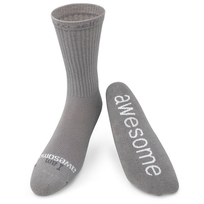 i am awesome grey crew socks