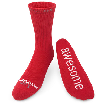 i am awesome red crew socks