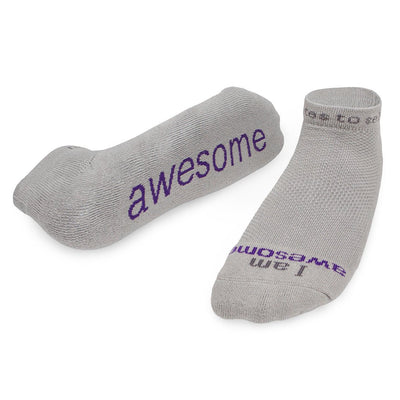 i am awesome grey socks with inspirational message