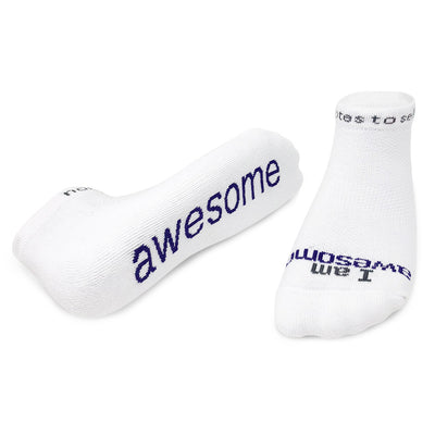 i am awesome white socks with inspirational words