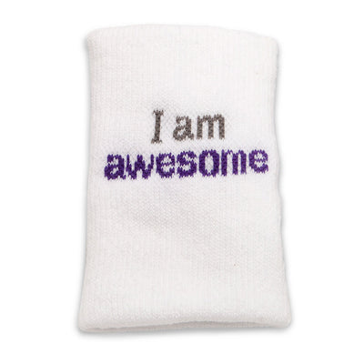 i am awesome white wristband with inspirational words