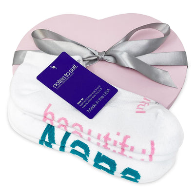 i am beautiful i love nana sock gift set in pink heart box