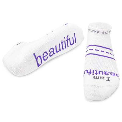 i am beautiful white socks lite notes slim low cut