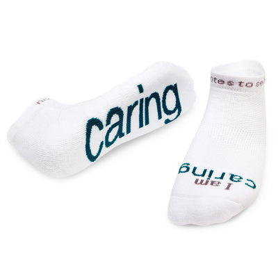 i am caring socks with positive message
