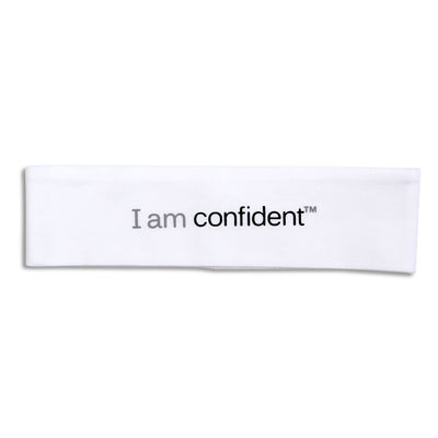 i am confident white headband with positive message