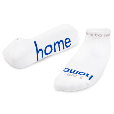 i am home white socks with positive message