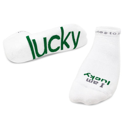 I am lucky socks in white