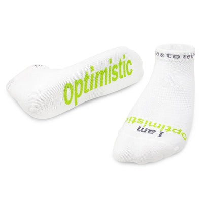 i am optimistic socks with positive message