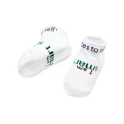 i am smart baby socks with positive message