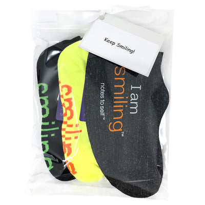 i am smiling 2 pair socks plus light weight face cover 3 pc set in celo
