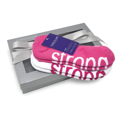 i am strong bright pink sock gift set