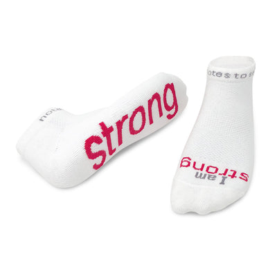 i am strong white socks with inspirational message