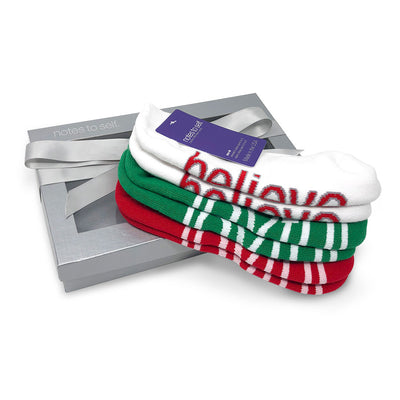 i am joyful i believe red and green sock gift in box