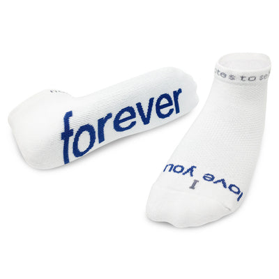 i love you forever white socks with thoughtful message