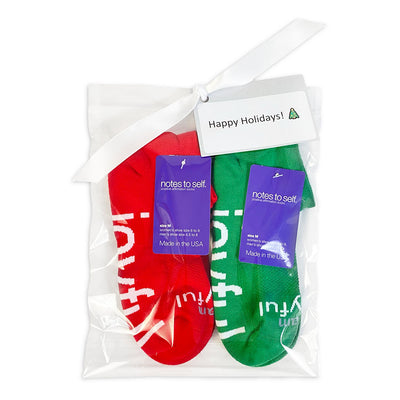 2 pairs of joyful socks in gift bag