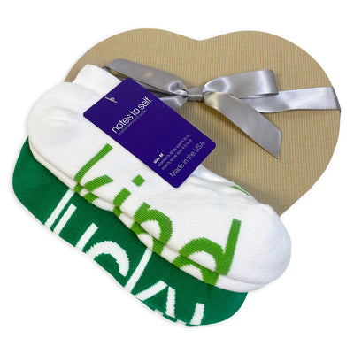 i am kind i am lucky sock gift set in heart shaped brown gift box