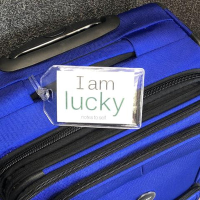 i am lucky and optimistic luggage tag