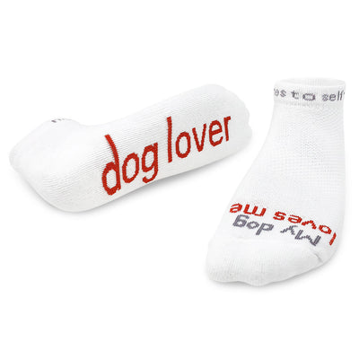 my dog loves me dog lover socks with words