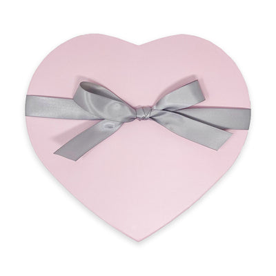 pink heart gift box with ribbon