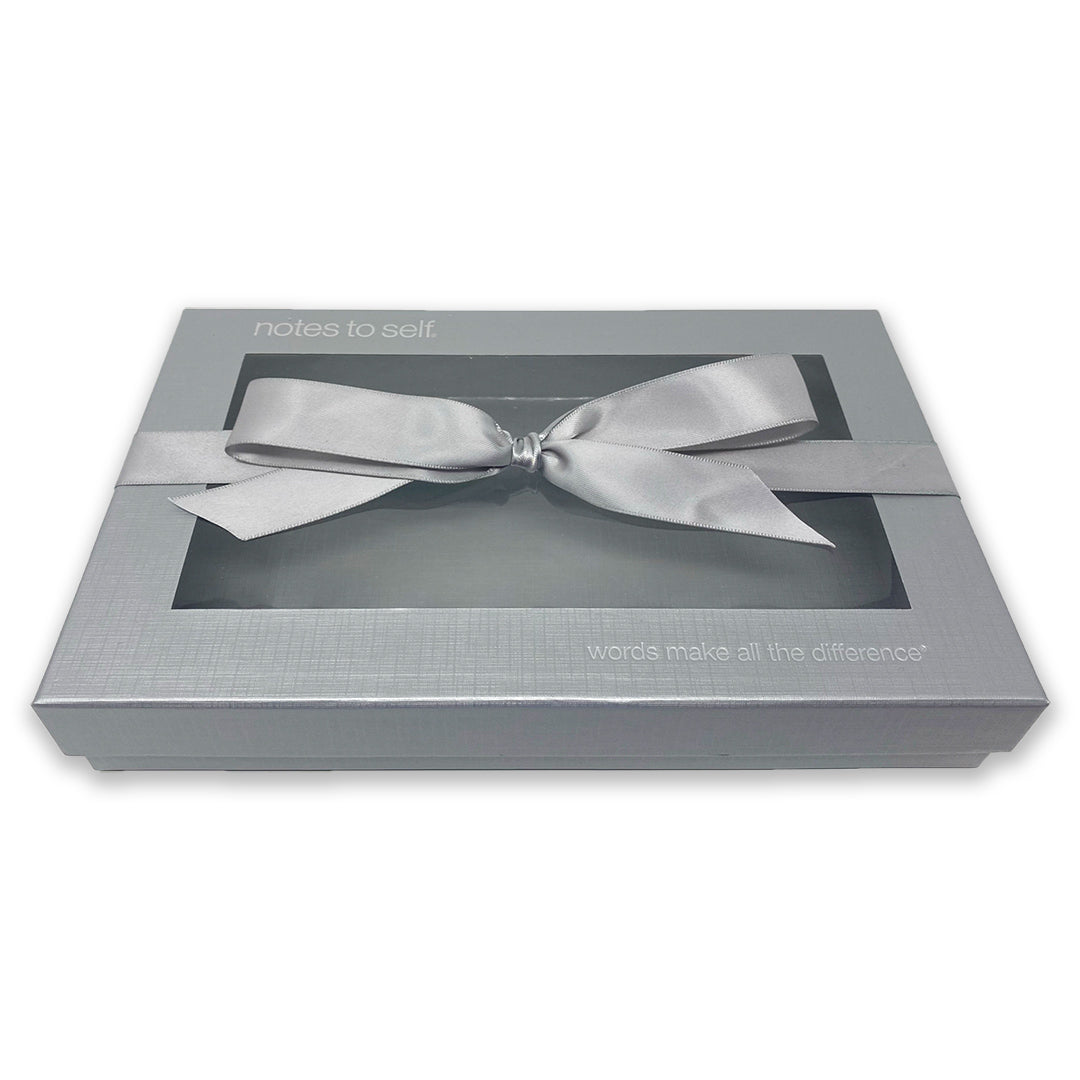 Silver gift box with satin ribbon | notes to self® – notes to self® socks
